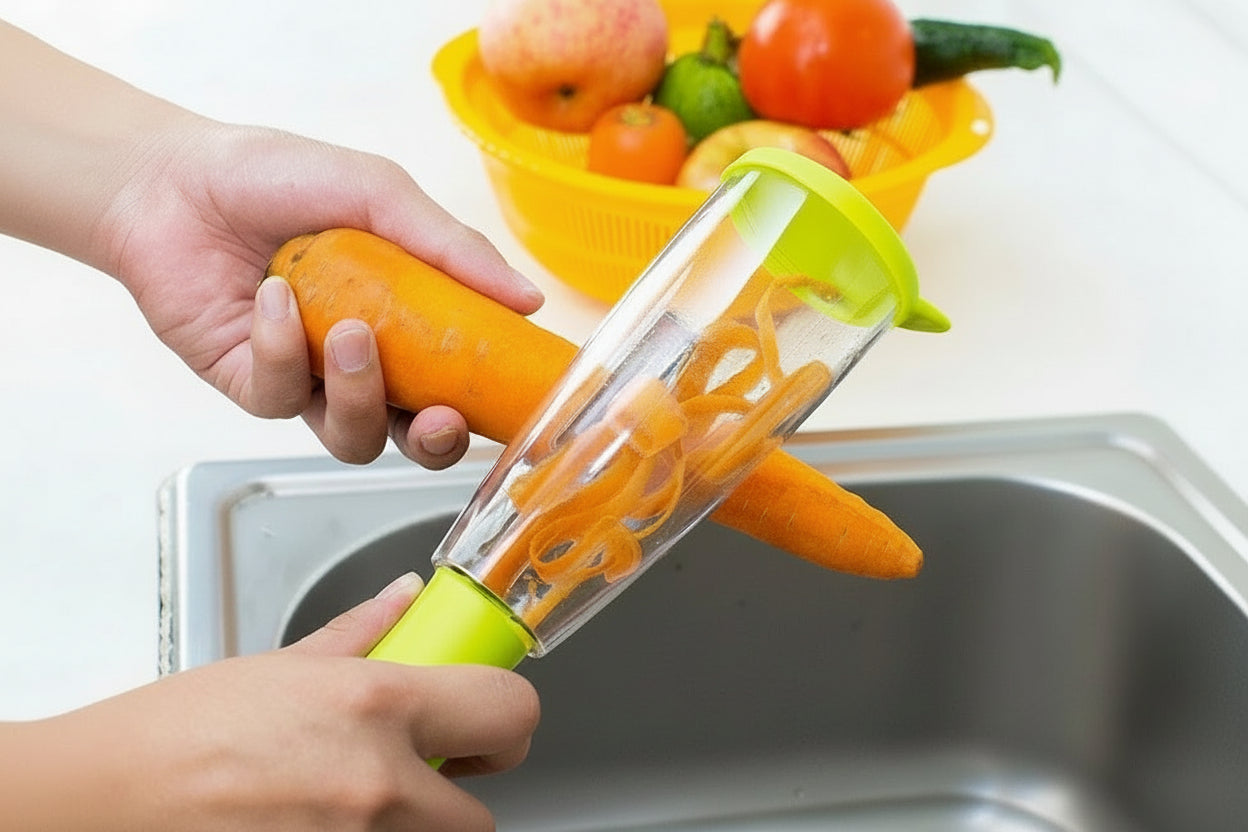 Peeler-Multifunction Kitchen Vegetable ,Fruit No Mess Peeler With Storage Container