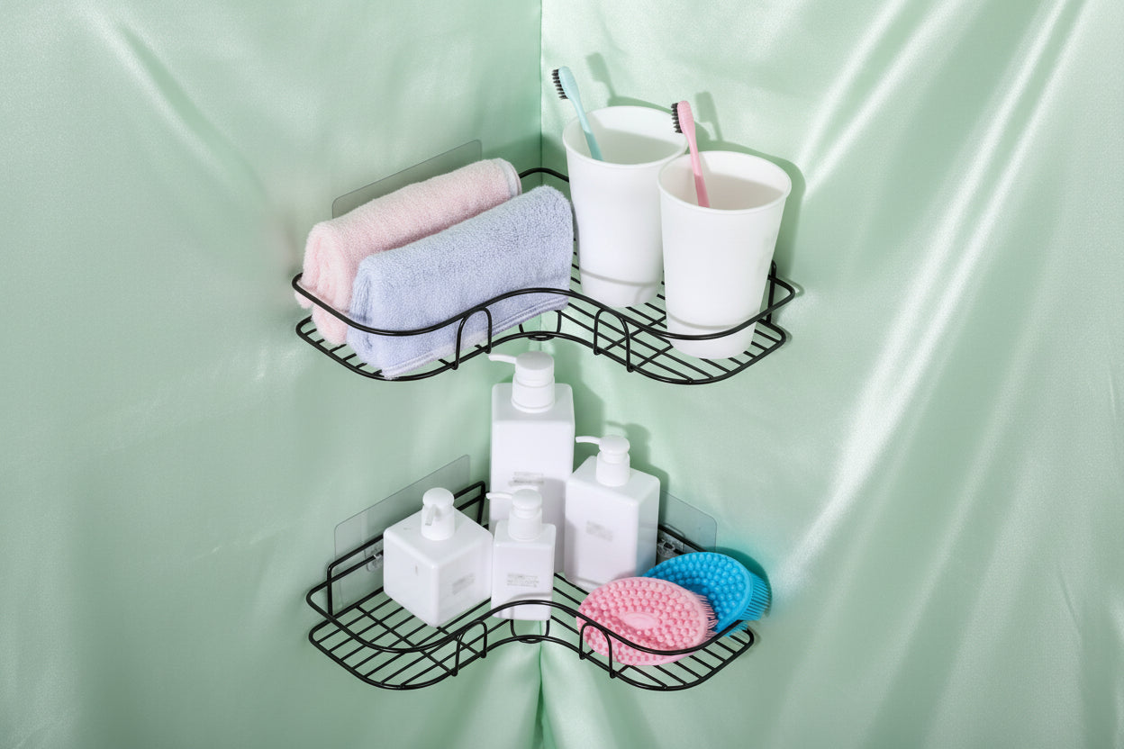 Metal Bathroom Corner Rack Storage Shelves
